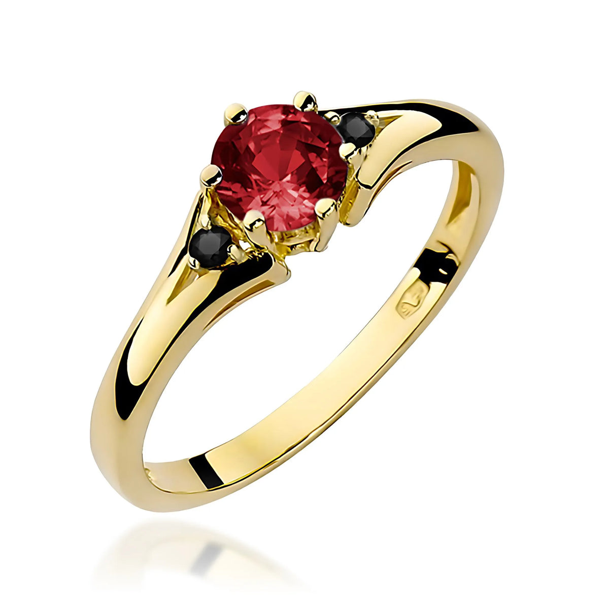 zlatý prsten s 0,60ct granátem a černými diamanty w0076-gar-02