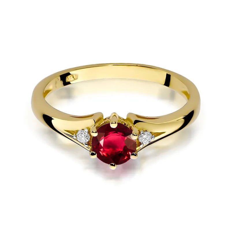 zlatý prsten s 0,60ct rubínem a diamanty w0076-rur-01