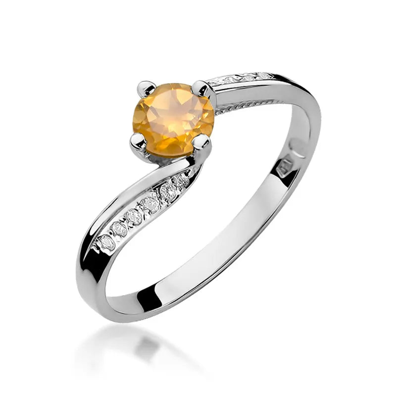zlatý prsten s 0,50 ct citrínem a 0,05 ct diamanty w0084-ciy-01
