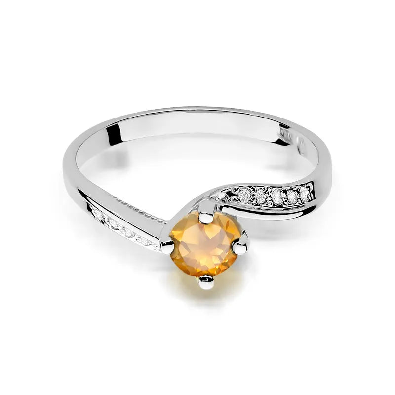 zlatý prsten s 0,50 ct citrínem a 0,05 ct diamanty w0084-ciy-01