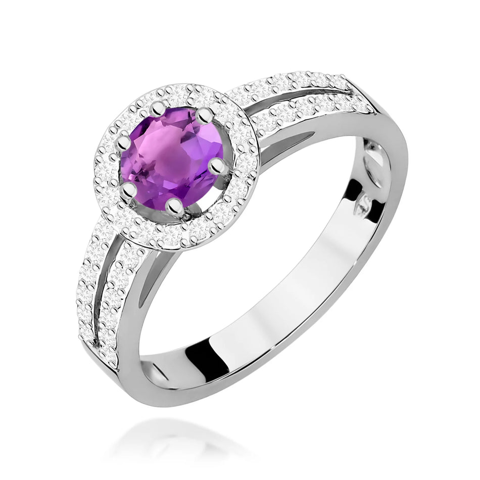 White Gold Ring with 0.50ct Amethyst and 0.20ct Diamonds