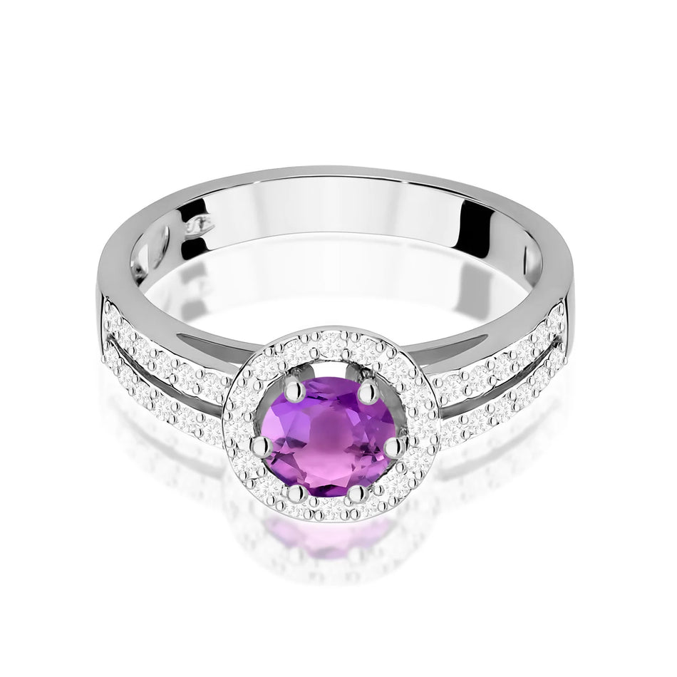 White Gold Ring with 0.50ct Amethyst and 0.20ct Diamonds
