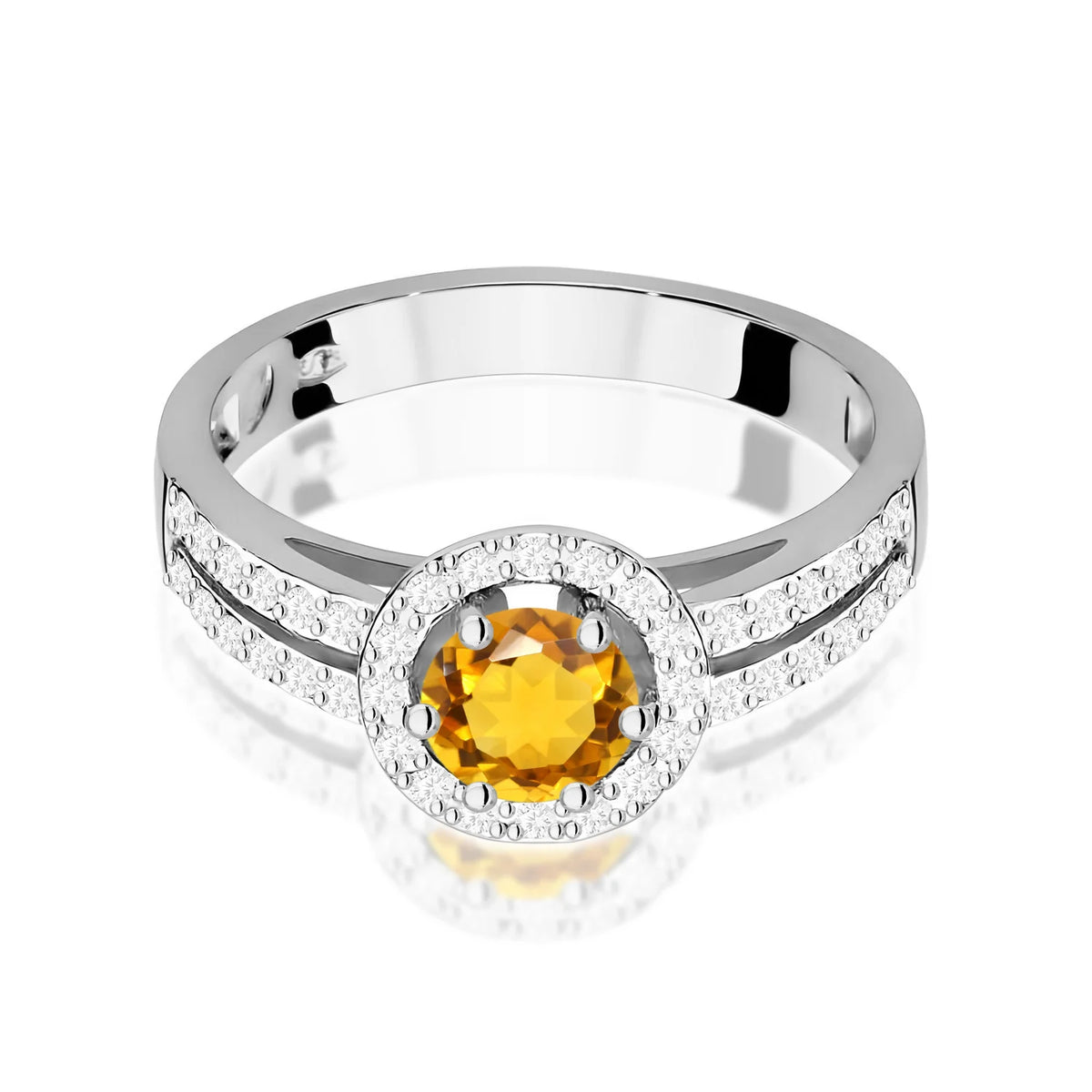 Prsten z bílého zlata s 0,50ct citrínem a 0,20ct diamanty