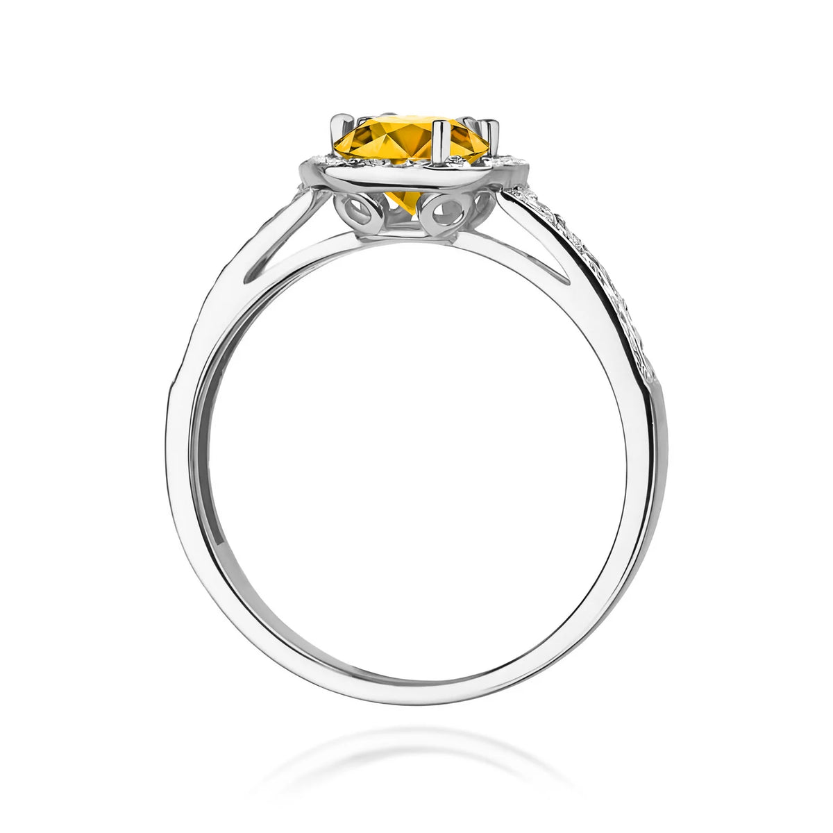 Prsten z bílého zlata s 0,50ct citrínem a 0,20ct diamanty