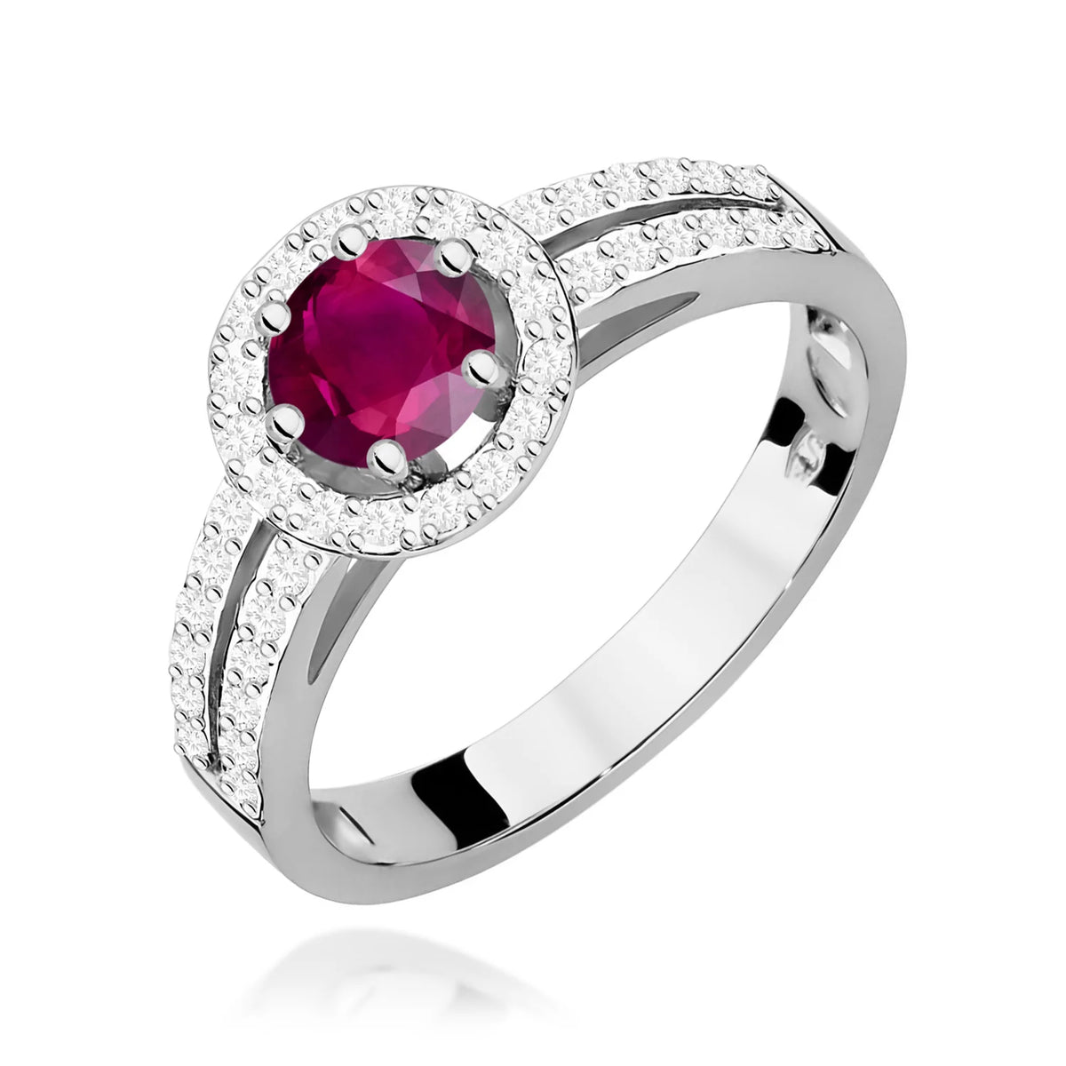 Prsten z bílého zlata s 0,60ct rodolitem a 0,20ct diamanty