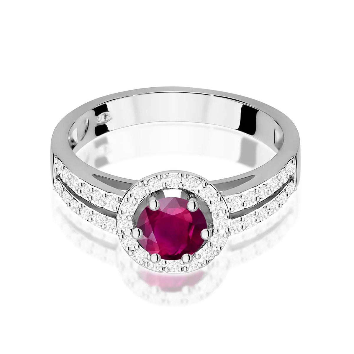 Prsten z bílého zlata s 0,60ct rodolitem a 0,20ct diamanty
