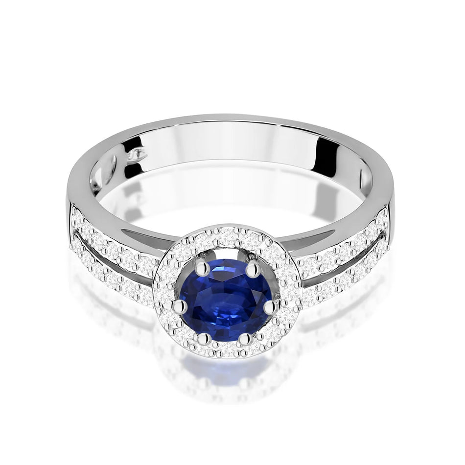 White Gold Ring with 0.50ct Sapphire and 0.20ct Diamonds