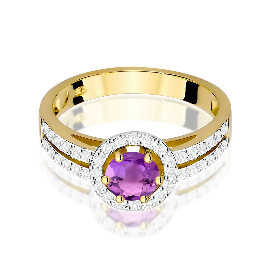 Gold Ring with 0.50ct Amethyst and 0.20ct Diamonds