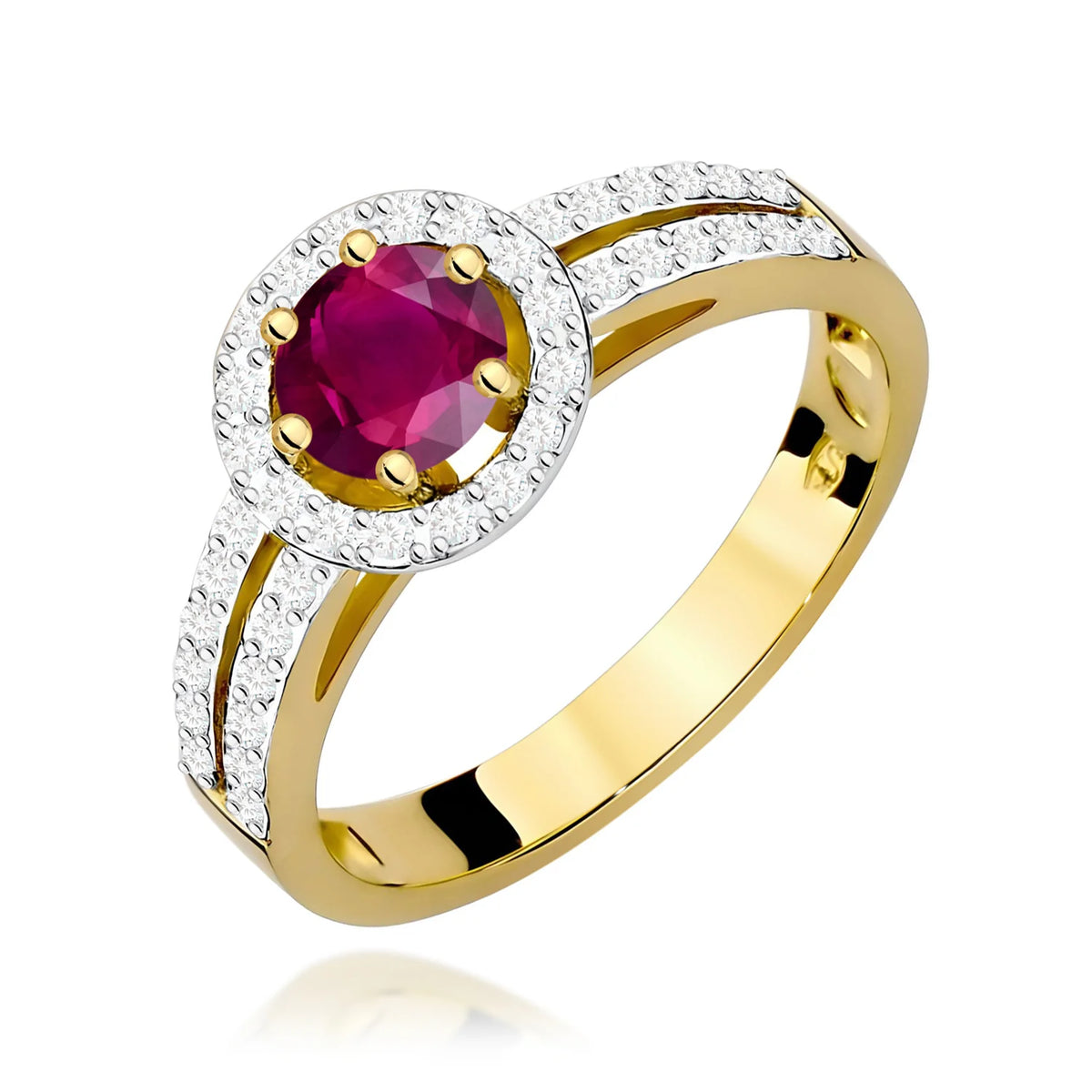 Zlatý prsten s rhodolitem 0,60 ct a diamanty 0,20 ct
