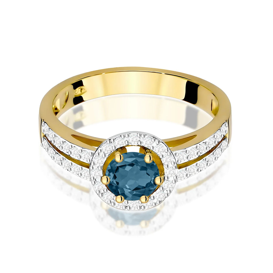 Gold Ring with 0.50ct Topaz London Blue and 0.20ct Diamonds