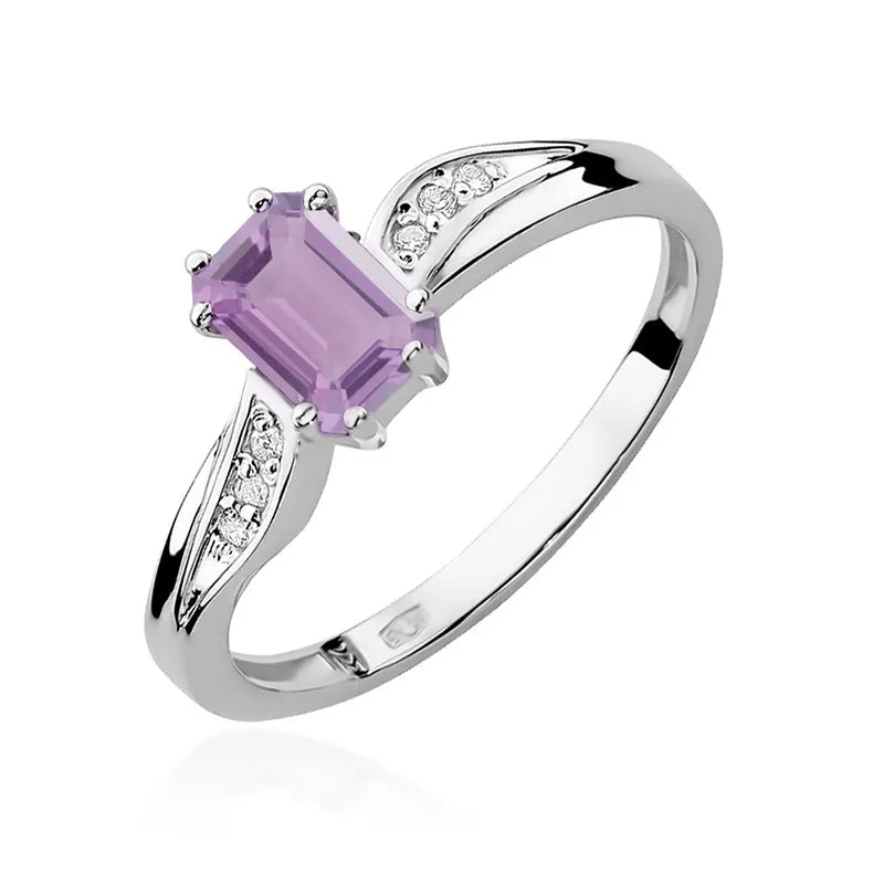 zlatý prsten s 0,50ct ametystem a 0,03ct diamanty w0094-amv-01