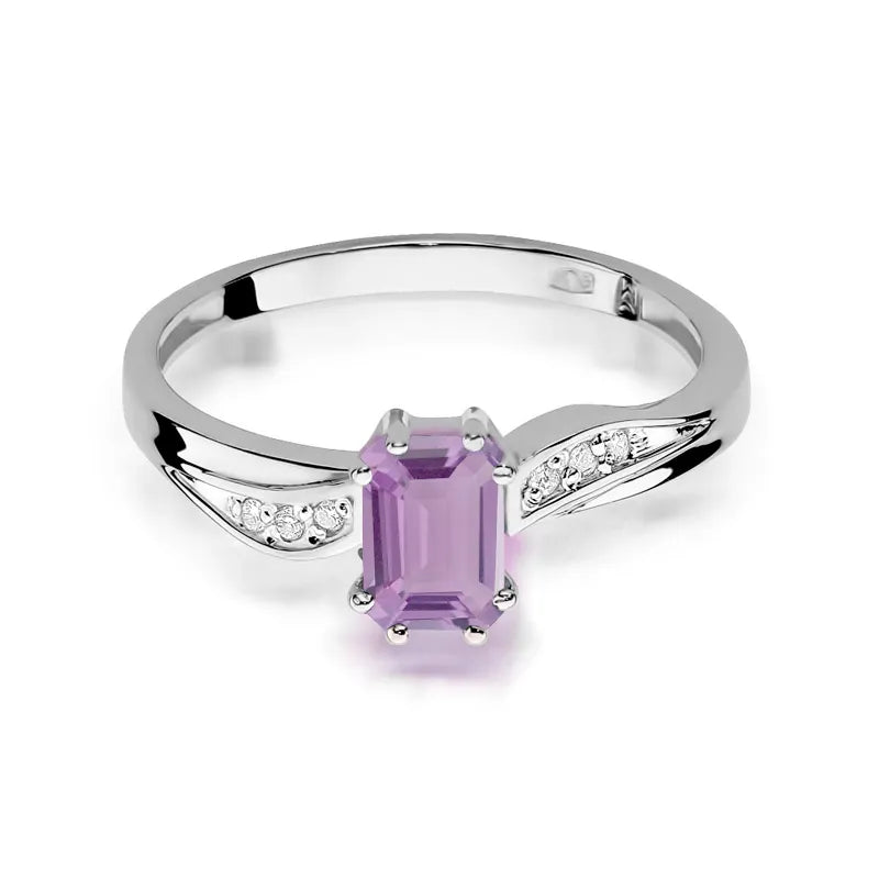 zlatý prsten s 0,50ct ametystem a 0,03ct diamanty w0094-amv-01