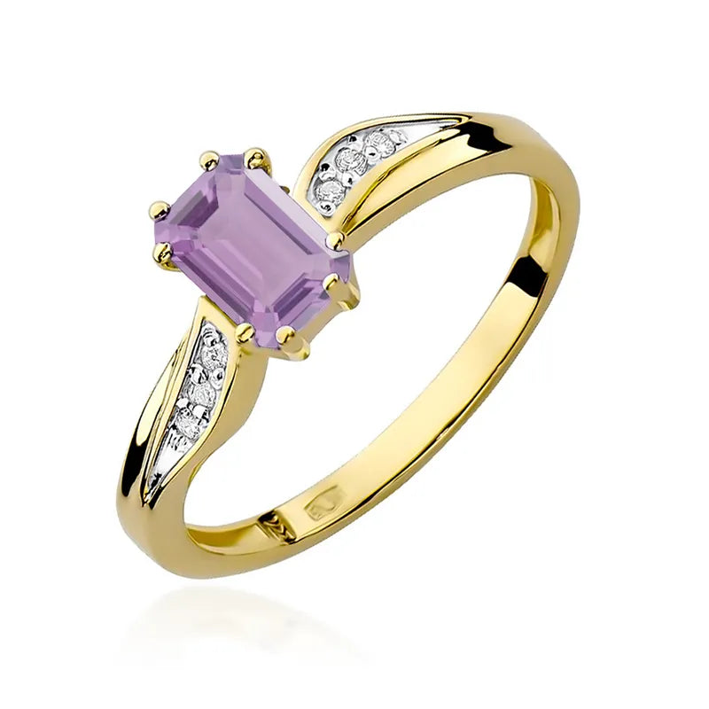 zlatý prsten s 0,50ct ametystem a 0,03ct diamanty w0094-amv-01