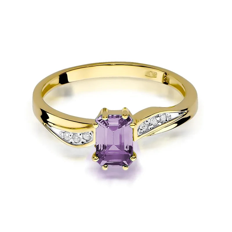 zlatý prsten s 0,50ct ametystem a 0,03ct diamanty w0094-amv-01