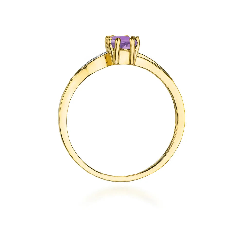 zlatý prsten s 0,50ct ametystem a 0,03ct diamanty w0094-amv-01