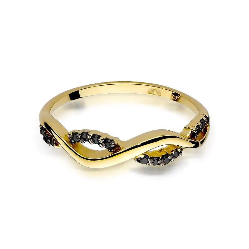zlatý prsten s 0,07ct černými diamanty w0096-dib-01