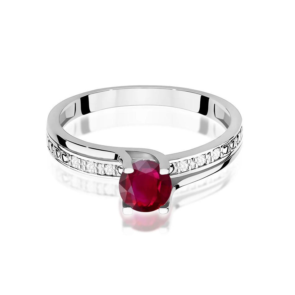 Prsten z bílého zlata s 0,60ct rubínem a 0,03ct diamanty