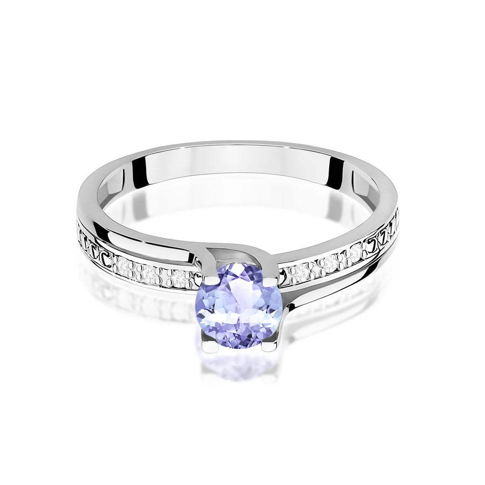 Prsten z bílého zlata s tanzanitem 0,50 ct a diamanty 0,03 ct