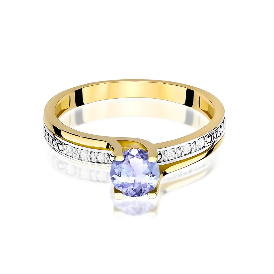 Zlatý prsten s 0,50ct tanzanitem a 0,03ct diamanty
