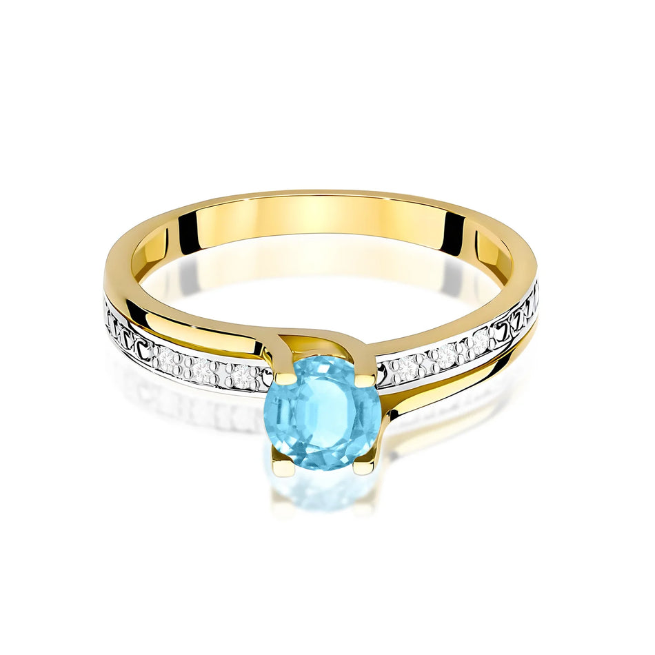 Zlatý prsten s topazem 0,50 ct a diamanty 0,03 ct