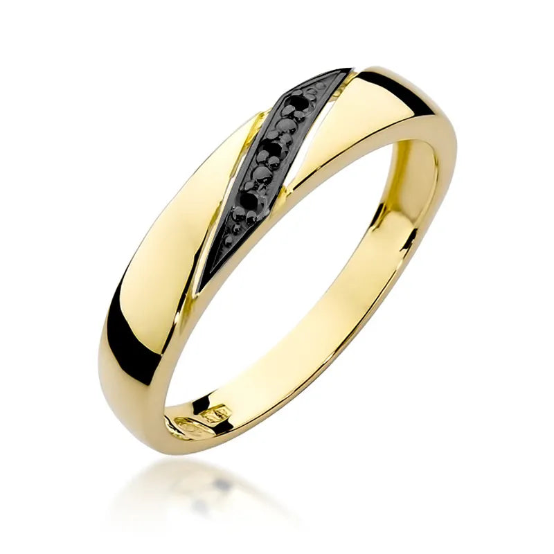 zlatý prsten s 0,015 ct černými diamanty w0118-dib-02