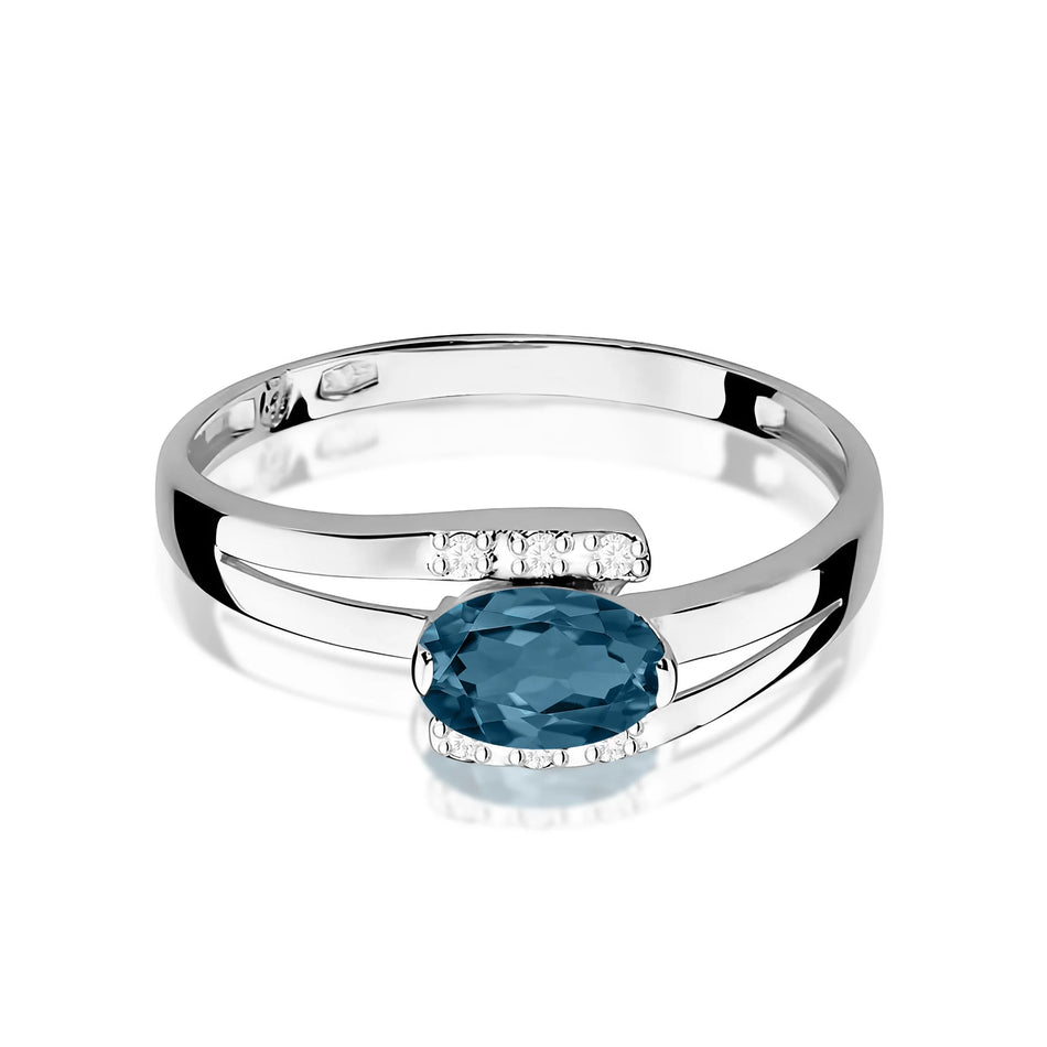 Zlatý prsten s 0,50ct topazem London Blue a 0,052ct diamanty