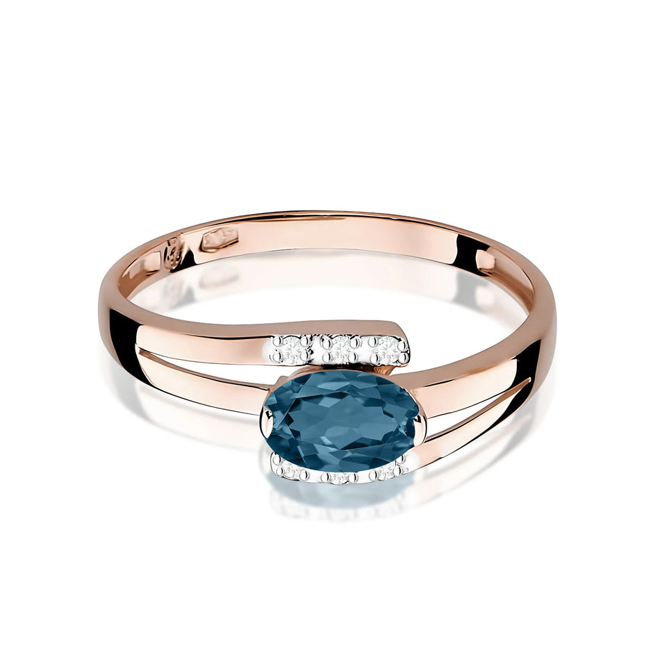 Zlatý prsten s 0,50ct topazem London Blue a 0,052ct diamanty