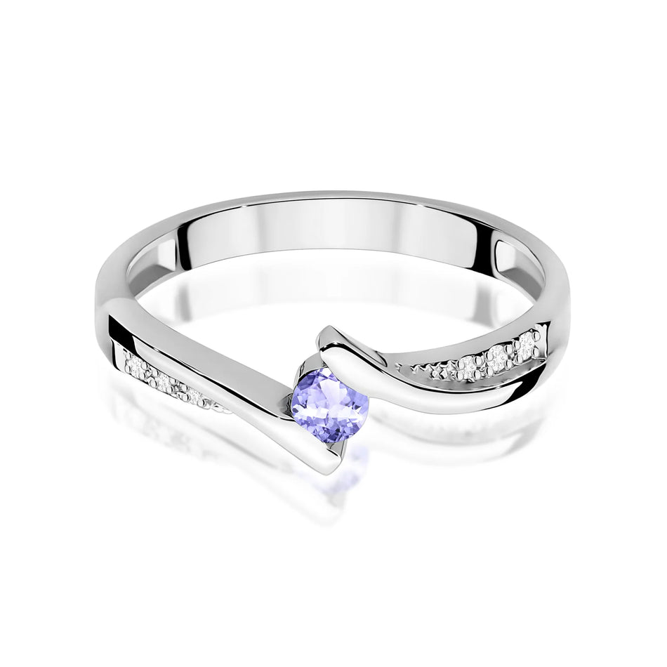 White Gold Ring with 0.15ct Tansanit and 0.03ct Diamonds