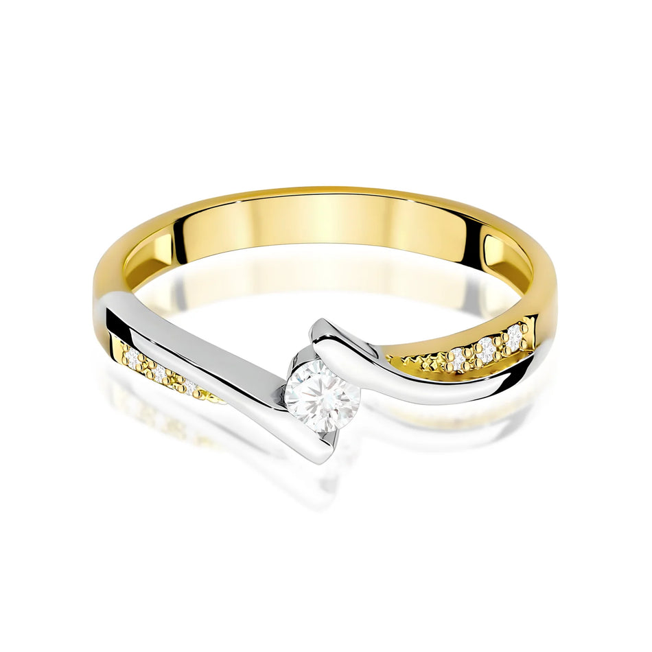 Zlatý prsten s diamanty 0,13 ct a 0,03 ct