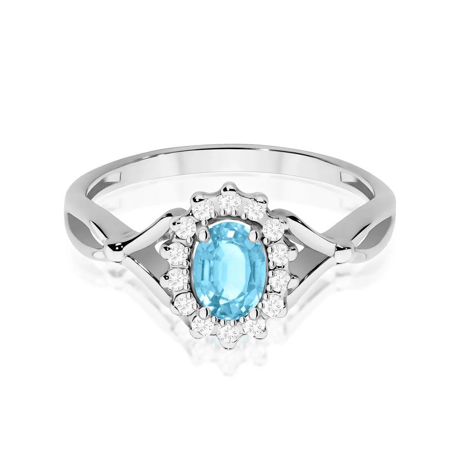 Prsten z bílého zlata s 0,50ct topazem a 0,12ct diamanty