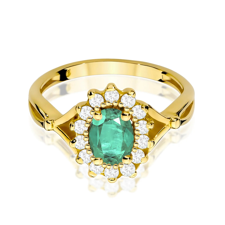 Gold Ring with 0.80ct Emerald and 0.28ct Diamonds