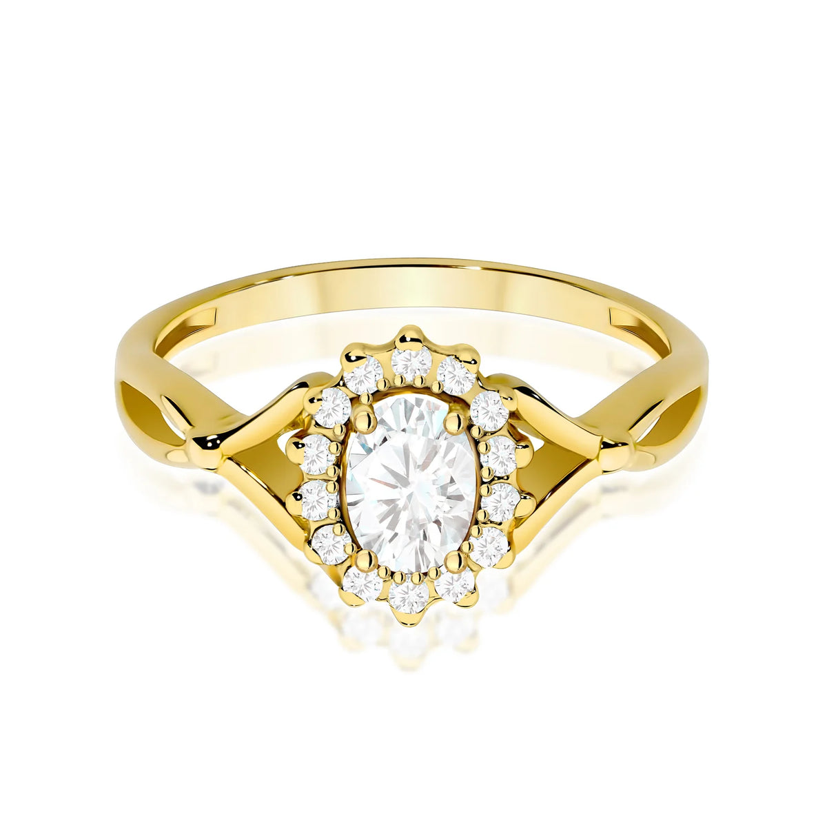 Prsten ze žlutého zlata s kulatým lab-grown diamantem 0,40 ct a diamanty 0,12 ct