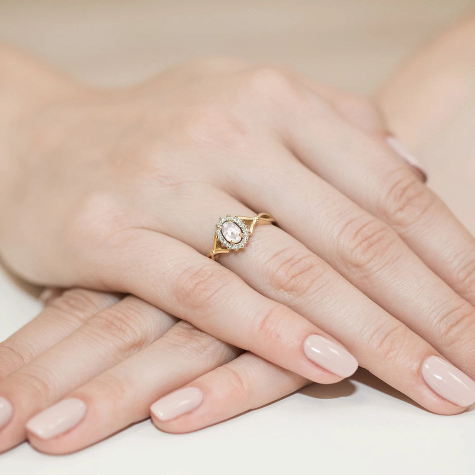 Gold Ring with Round Lab-Grown Diamond 0.40 ct and 0.12 ct