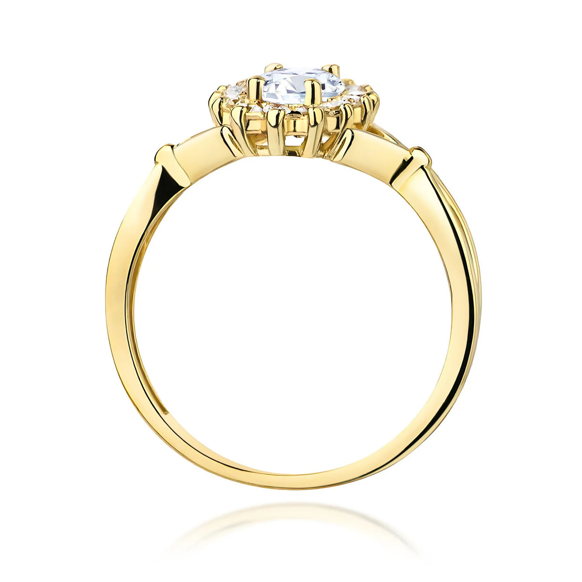 Prsten ze žlutého zlata s kulatým lab-grown diamantem 0,70 ct a diamanty 0,28 ct