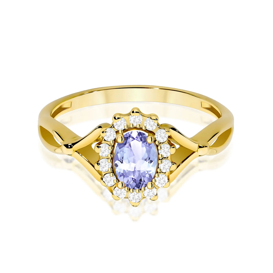Zlatý prsten s 0,40ct tanzanitem a 0,12ct diamanty