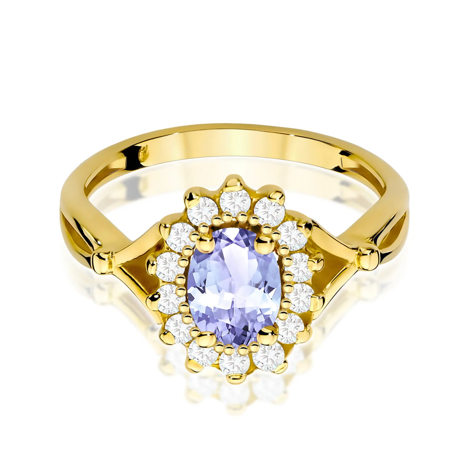 Zlatý prsten s 0,70ct tanzanitem a 0,28ct diamanty