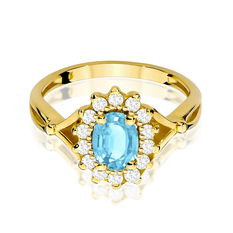 Gold Ring with 0.90ct Topaz and 0.28ct Diamonds