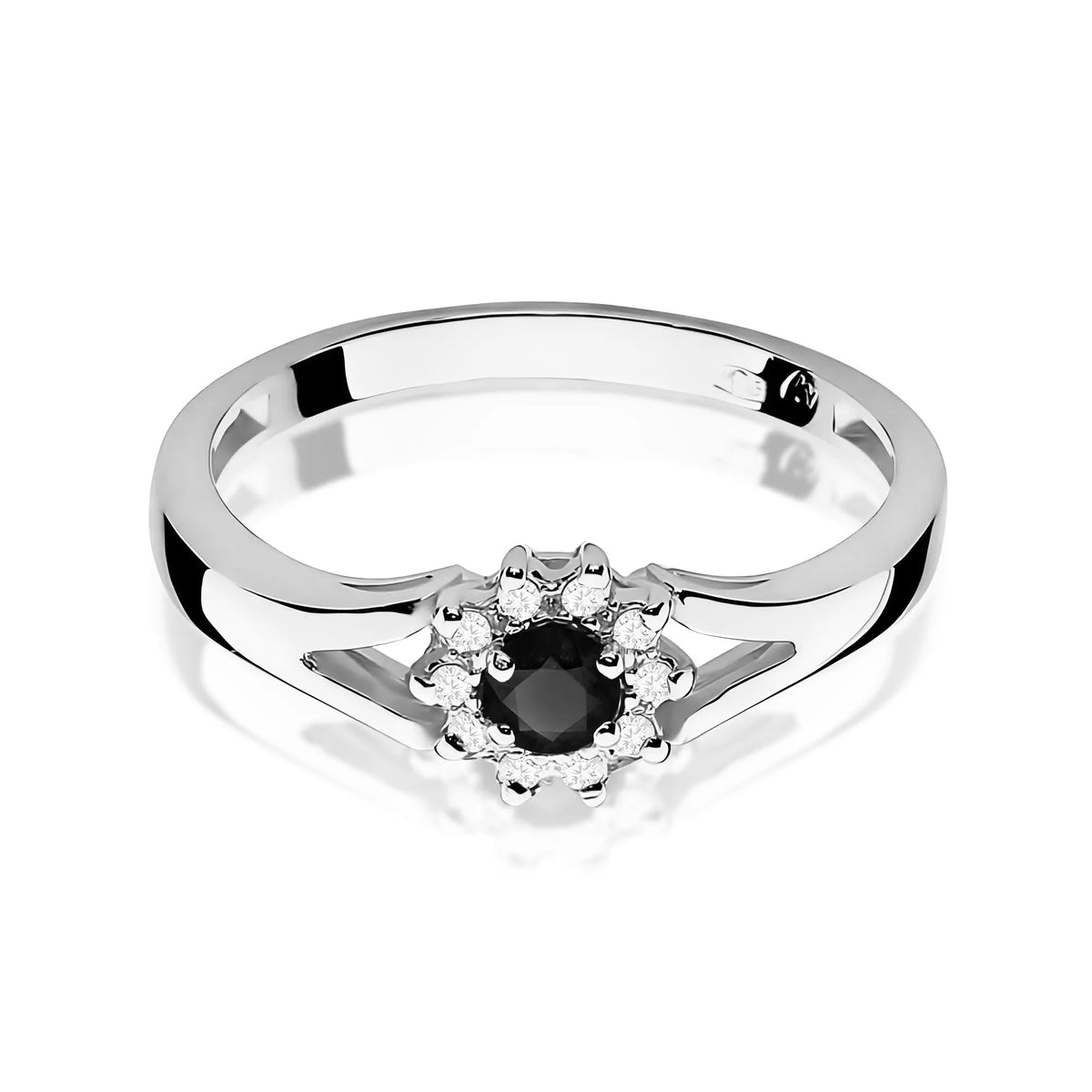 zlatý prsten s 0,12ct černým diamantem a 0,086ct diamanty w0185-dib-01