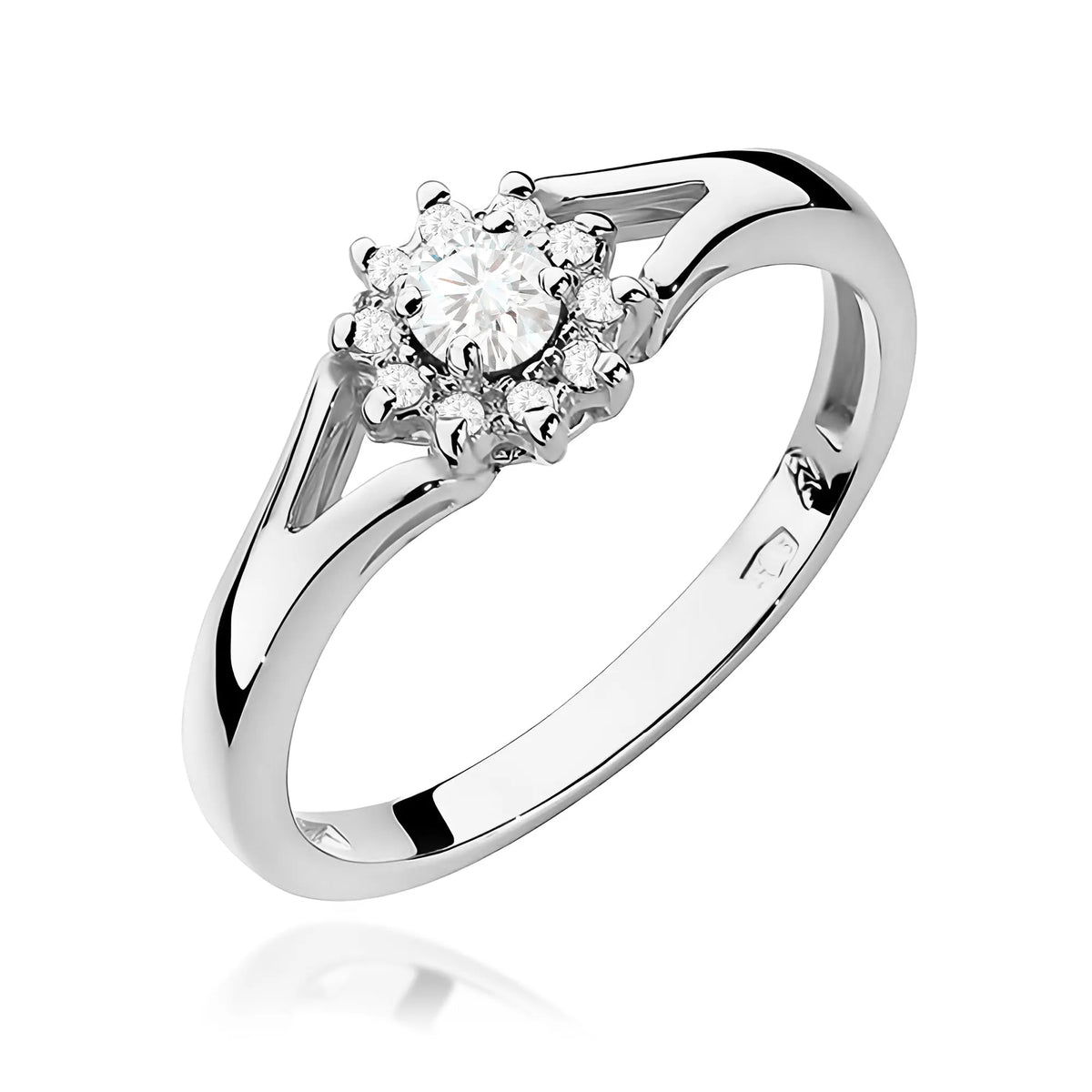 Zásnubní prsten s diamantem v 585 bílém zlatě