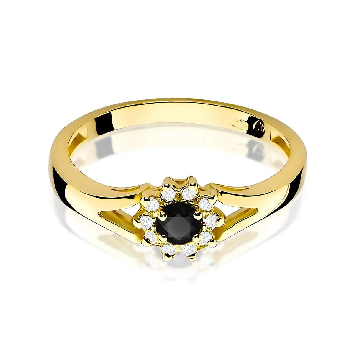 zlatý prsten s 0,12ct černým diamantem a 0,086ct diamanty w0185-dib-01