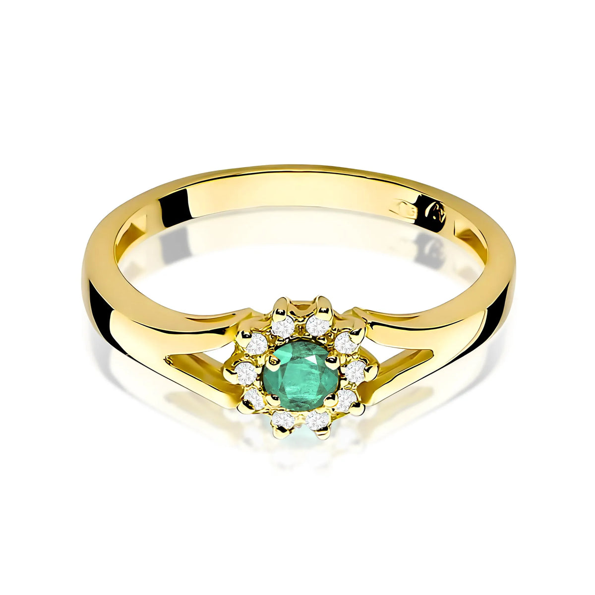 zlatý prsten s 0,15ct smaragdem a 0,086ct diamanty w0185-emg-01