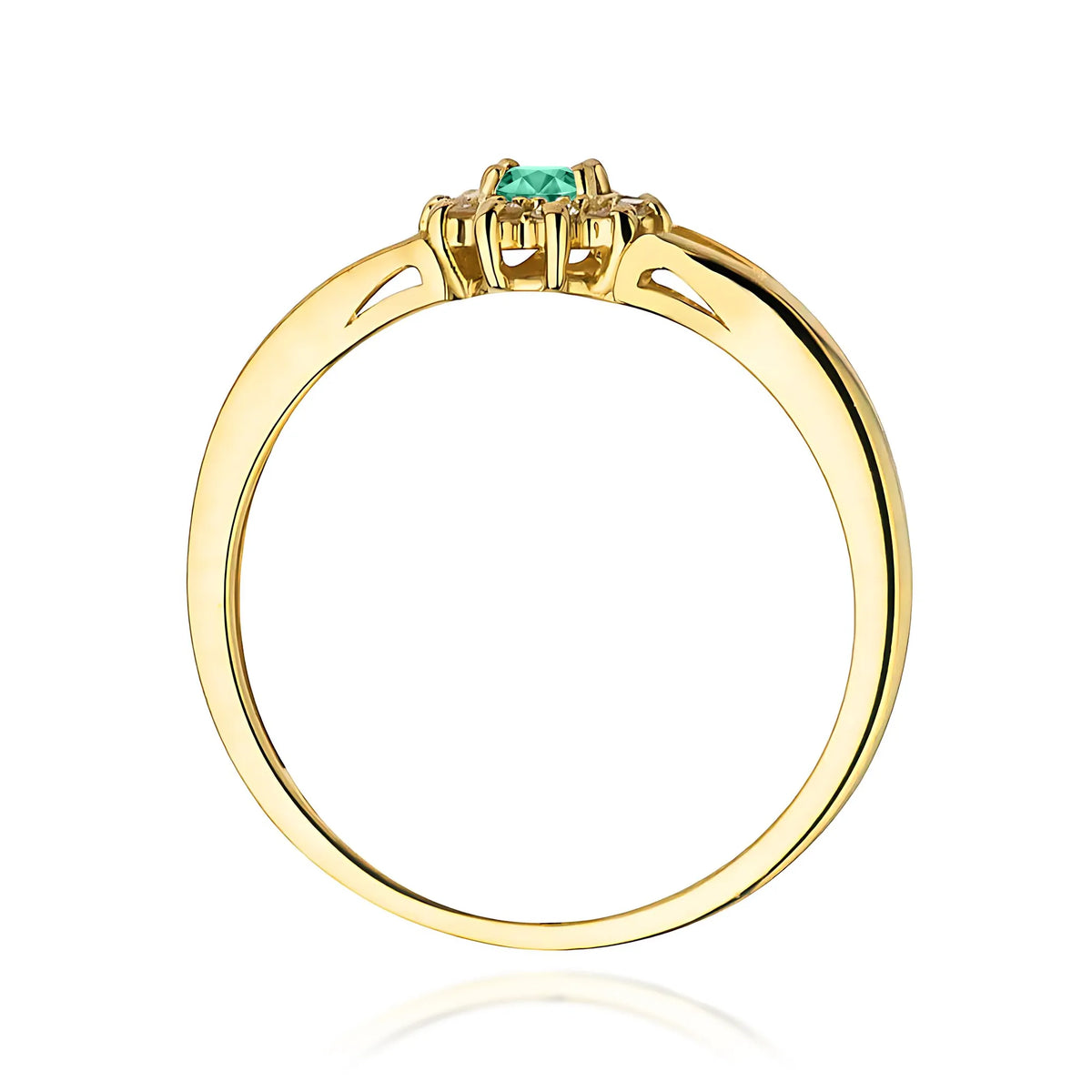 zlatý prsten s 0,15ct smaragdem a 0,086ct diamanty w0185-emg-01