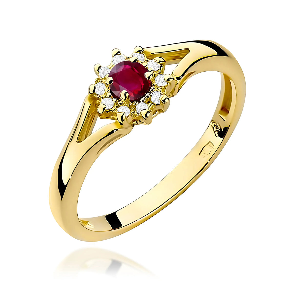 zlatý prsten s 0,15ct rubínem a 0,086ct diamanty w0185-rur-01