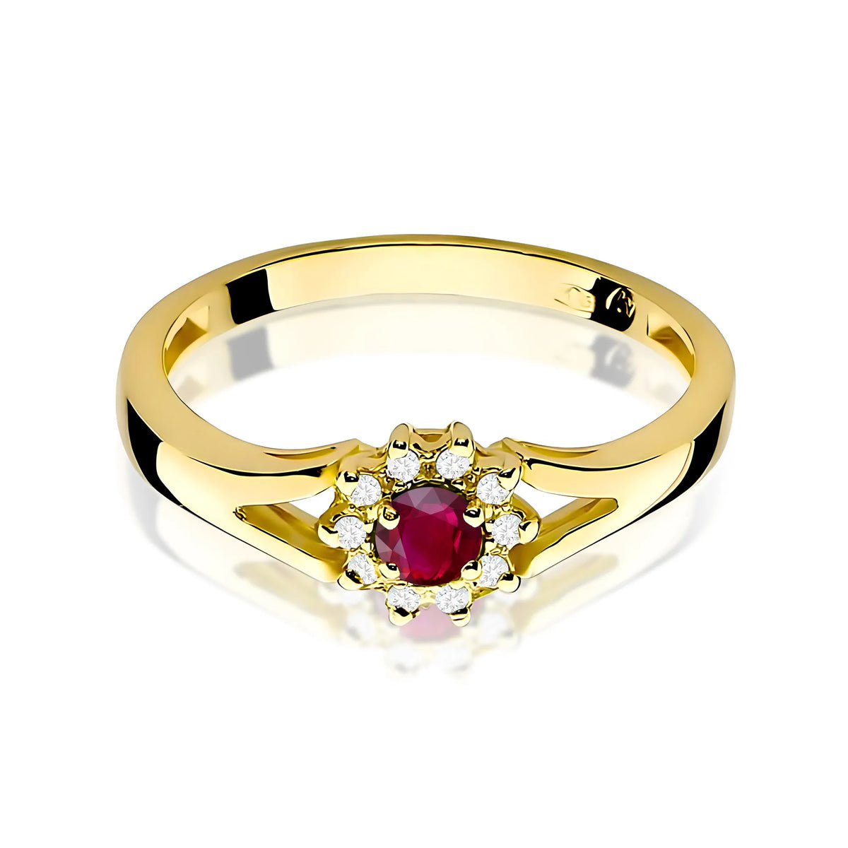 zlatý prsten s 0,15ct rubínem a 0,086ct diamanty w0185-rur-01