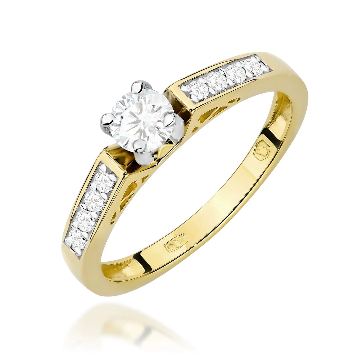 zlatý prsten s laboratorními diamanty 0,30 ct a 0,116 ct w0198-ldw-01