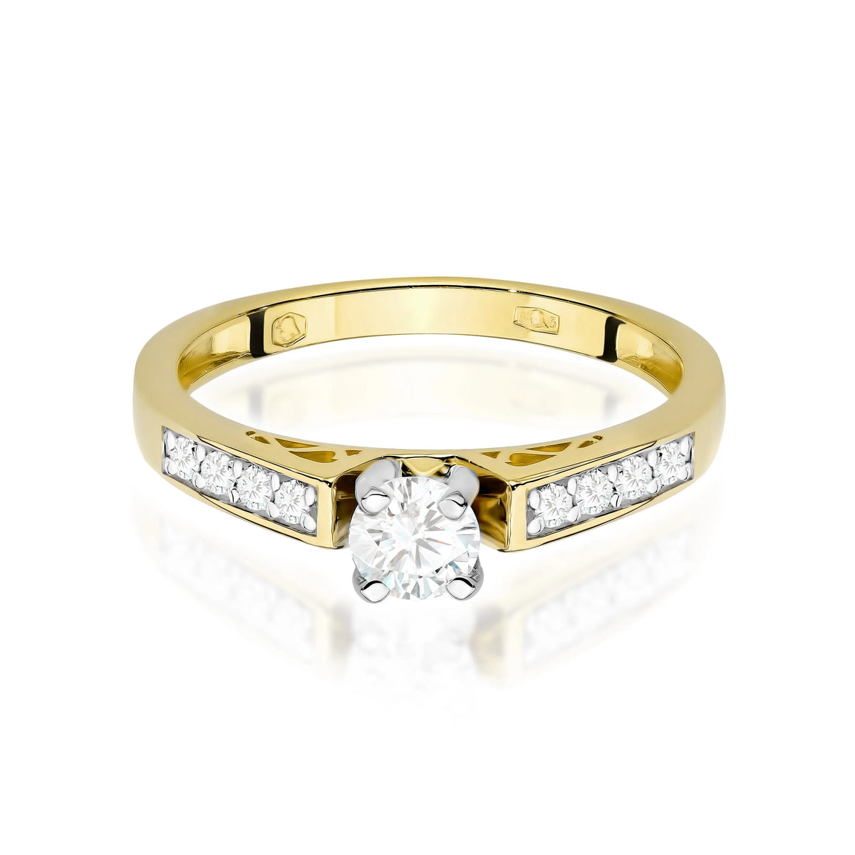 zlatý prsten s laboratorními diamanty 0,30 ct a 0,116 ct w0198-ldw-01