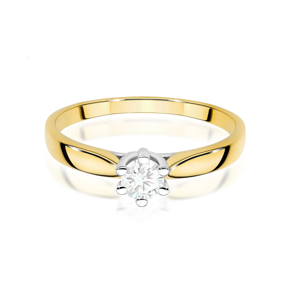 Prsten ze žlutého zlata s kulatým lab-grown diamantem 0,30 ct