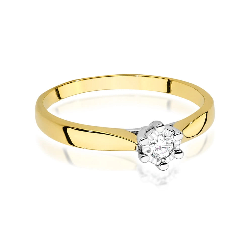 zlatý prsten s diamantem 0,08 ct w0222 diw 14
