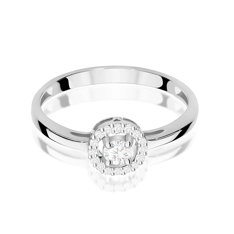 White Gold Ring with 0.12ct and 0.08ct Diamonds
