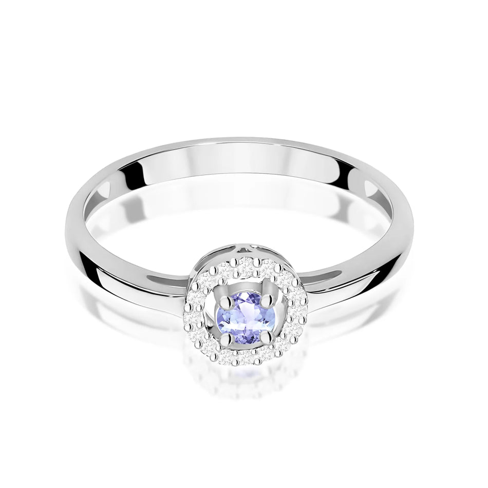 White Gold Ring with 0.15ct Tansanit and 0.08ct Diamonds